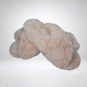 Papinelle Sheepy Crossover Slides Faux Fur Slippers Womens Size Medium Pink